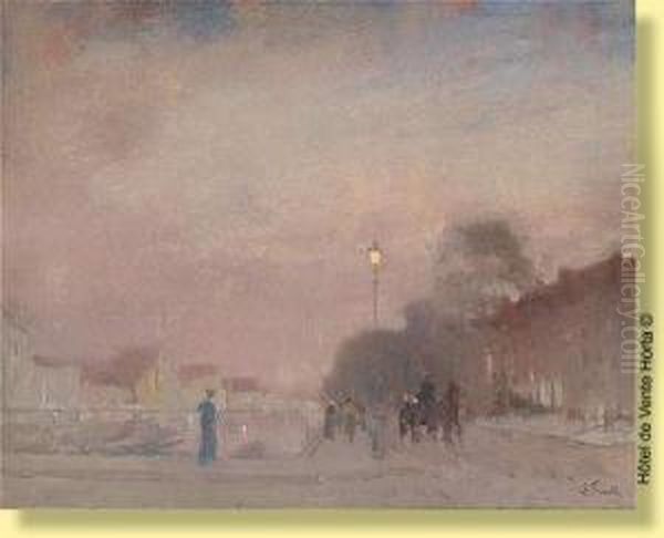 Caleche Sur Un Boulevard Parisien Oil Painting by Lucien Frank