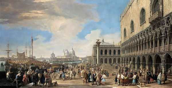 Venice- A View of the Molo 1710-15 Oil Painting by Luca Carlevaris