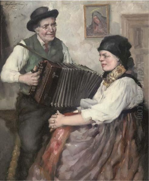 A Merry Serenade Oil Painting by Robert Frank-Krauss