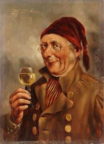 Toast Oil Painting by Albert Julius Franke