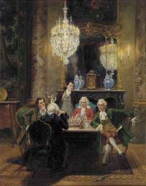 The Diversions Of Gentlemen Oil Painting by Albert Julius Franke