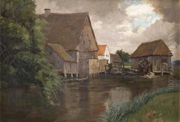 Stimmungsvolle Dorflandschaft Oil Painting by Franz Frankl