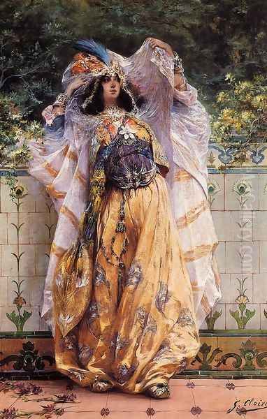 An Ouled-Nail Tribal Dancer Oil Painting by Georges Jules Victor Clairin