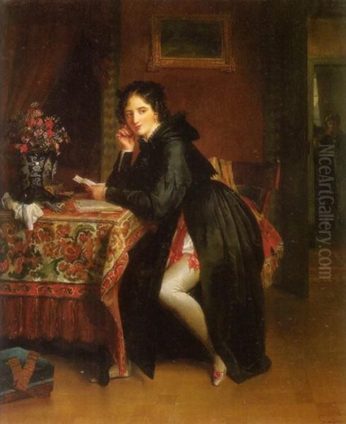 La Lettre. Oil Painting by Jean Augustin Franquelin