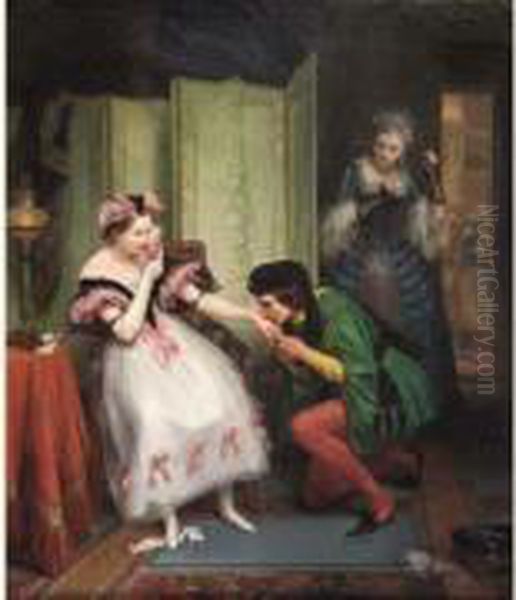 Le Baiser Oil Painting by Jean Augustin Franquelin