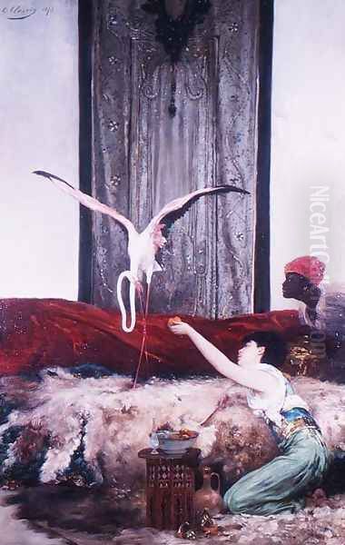 The Pet Flamingo Oil Painting by Georges Jules Victor Clairin