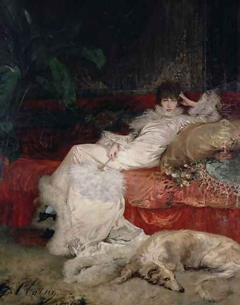 Sarah Bernhardt (1844-1923) 1876 Oil Painting by Georges Jules Victor Clairin