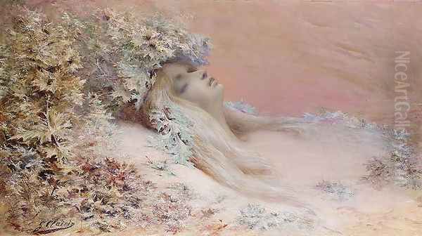 Ophelia in the Thistles Oil Painting by Georges Jules Victor Clairin