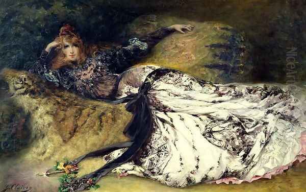 Sarah Bernhardt (1844-1923) 1871 Oil Painting by Georges Jules Victor Clairin