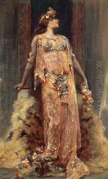 Sarah Bernhardt (1844-1923) in the role of Cleopatra Oil Painting by Georges Jules Victor Clairin