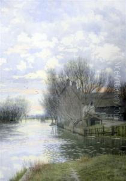 Riverside Houses Oil Painting by William Fraser Garden