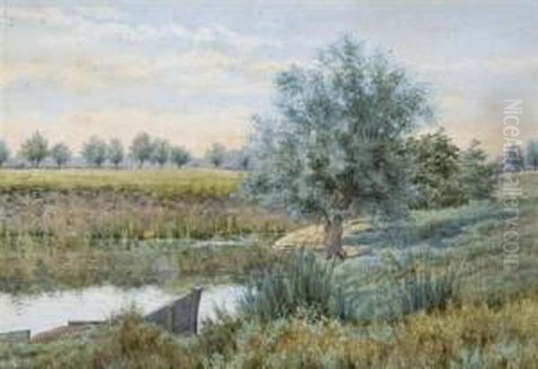 A Quiet Stretch Of The River Oil Painting by William Fraser Garden