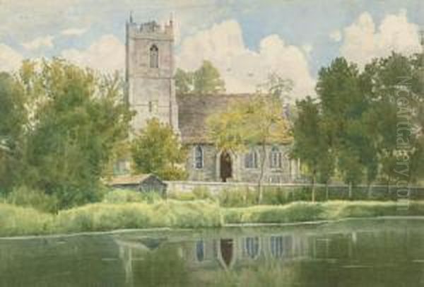 Hartford Parish Church On The Banks Of The Ouse Oil Painting by William Fraser Garden