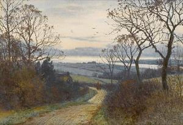 Figures On A Country Lane At Dusk Oil Painting by William Fraser Garden