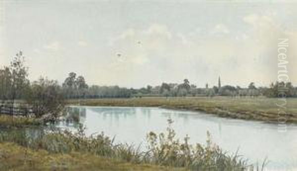 A Peaceful Stretch Of The River Oil Painting by William Fraser Garden