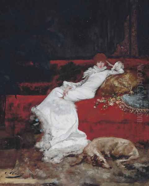 Portrait of Sarah Bernhardt Oil Painting by Georges Jules Victor Clairin