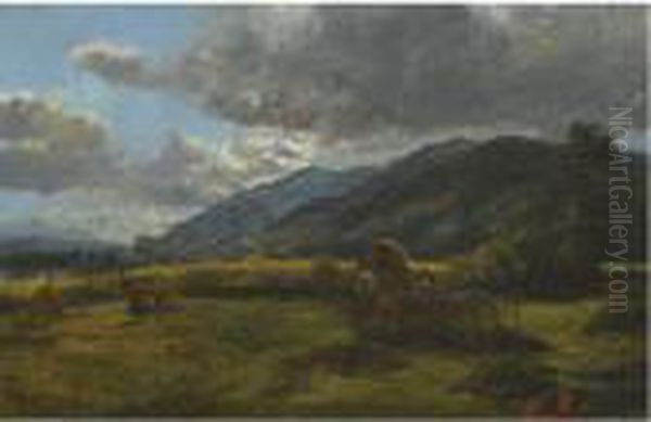 Haymaking In The Highlands Oil Painting by Alexander Jnr. Fraser