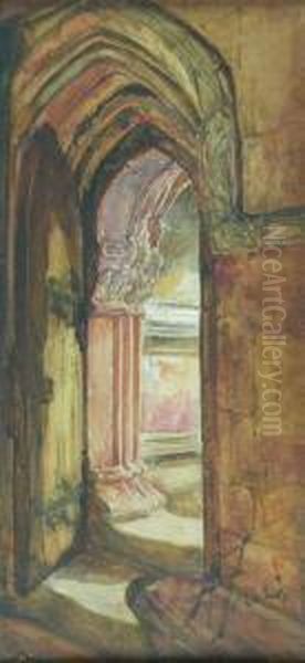 Rosslyn Chapel - Interior Study Oil Painting by Alexander Jnr. Fraser