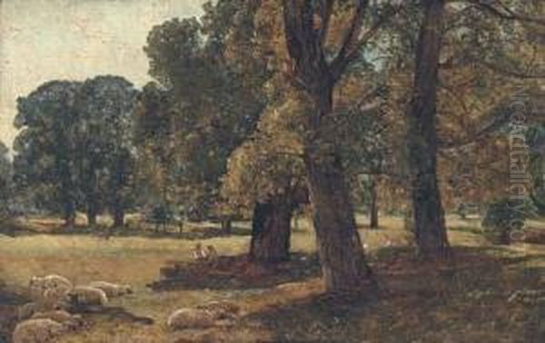 Sketch In Stoke Park Oil Painting by Alexander Jnr. Fraser