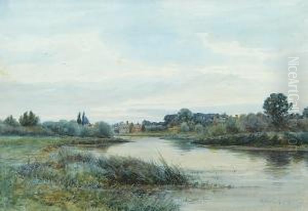 A River Landscape At Huntingdon by Robert Winter Fraser