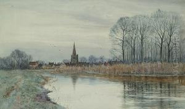 A Church In Fenland Oil Painting by Robert Winter Fraser