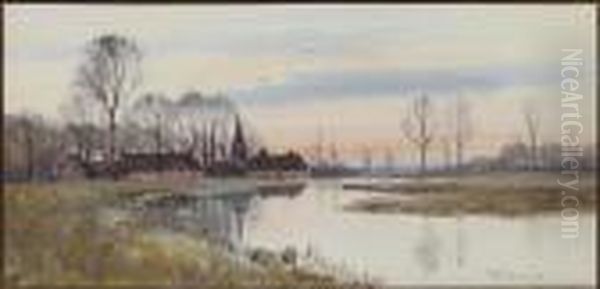 Fen Drayton Oil Painting by Robert Winter Fraser