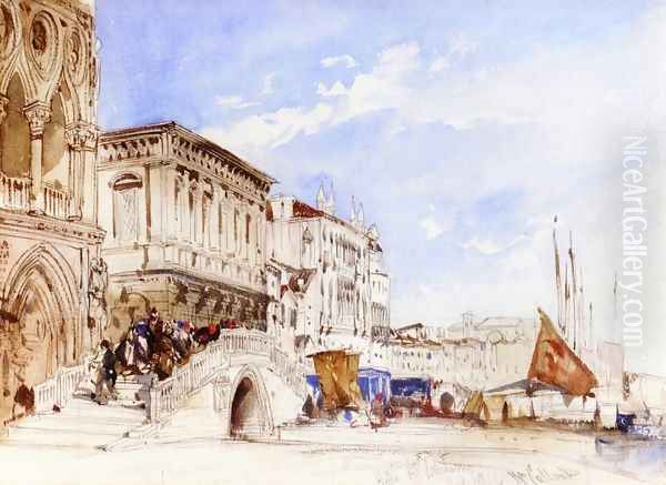 Riva degli Schiavoni, Venice 1846 Oil Painting by William Callow