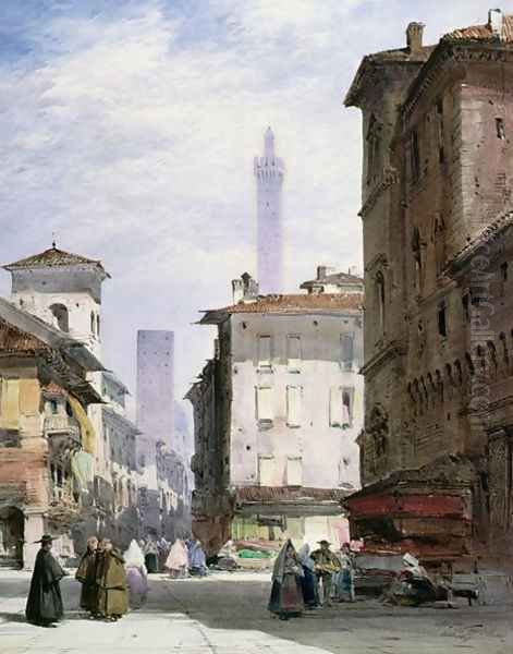 Leaning Tower, Bologna Oil Painting by William Callow