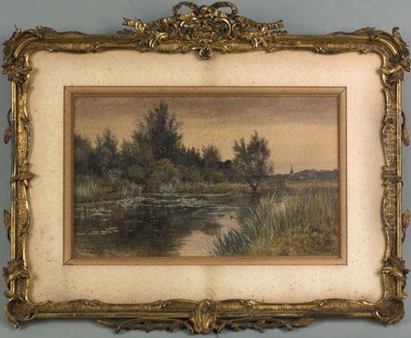 Marsh Scene Oil Painting by Robert Winter Fraser