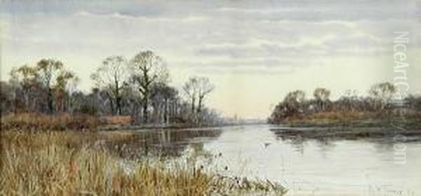 River Scene Oil Painting by Robert Winter Fraser