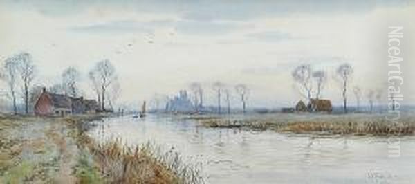 Ely From The River Oil Painting by Robert Winter Fraser