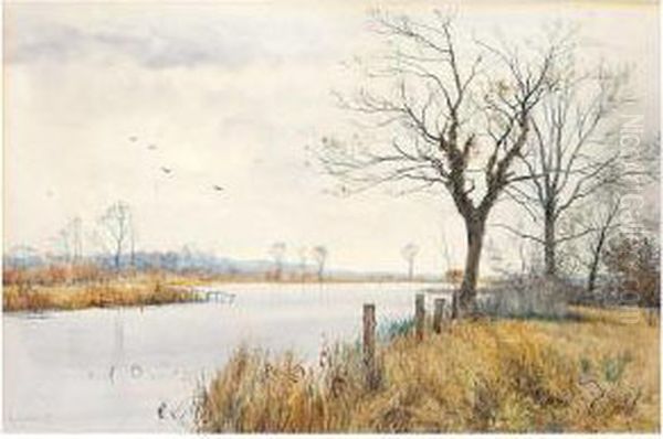 River Landscape Oil Painting by Robert Winter Fraser