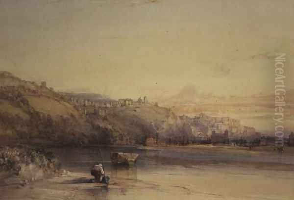 Banks of the River Saone, Lyon Oil Painting by William Callow