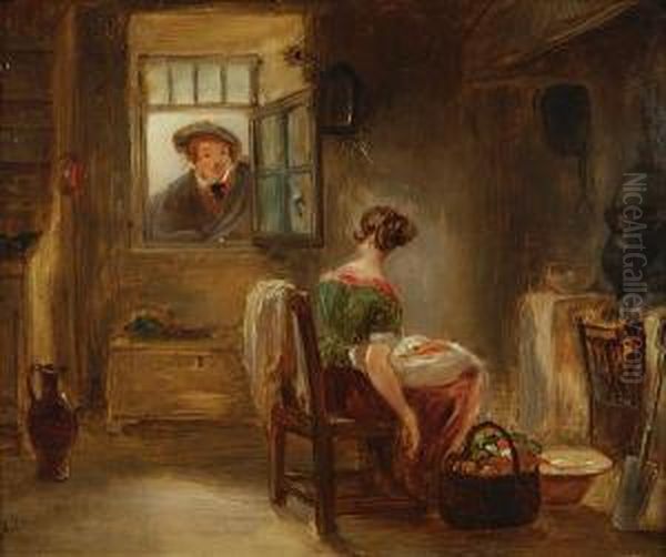 The New Suitor Oil Painting by Alexander Snr Fraser