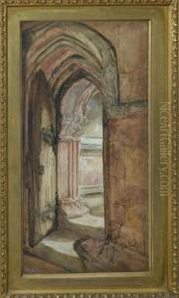 Roslin Chapel Doorway Oil Painting by Alexander Snr Fraser