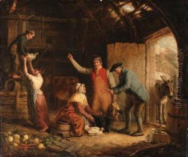 The Poultry Buyer Oil Painting by Alexander Snr Fraser