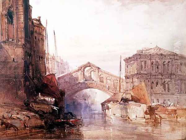 The Rialto Bridge, Venice Oil Painting by William Callow