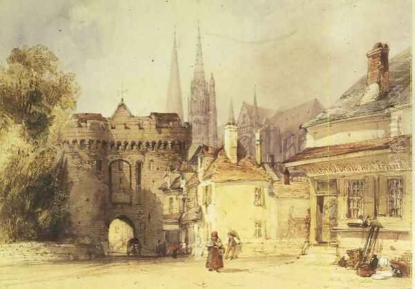 The Guillaume Gate, Chartres Oil Painting by William Callow