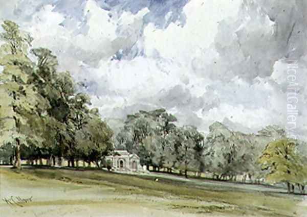 View in Kensington Gardens showing the Temple Cottage Oil Painting by William Callow