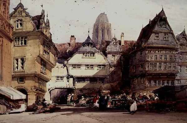 Market Place, Frankfurt Oil Painting by William Callow