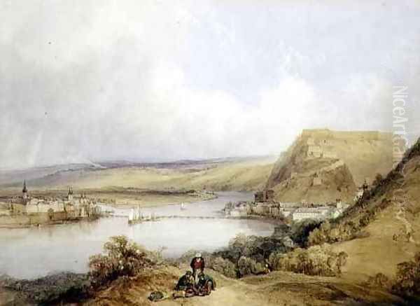 Ehrenbreitstein and Koblenz from the Heights of Pfaffendorf, 1839 Oil Painting by William Callow