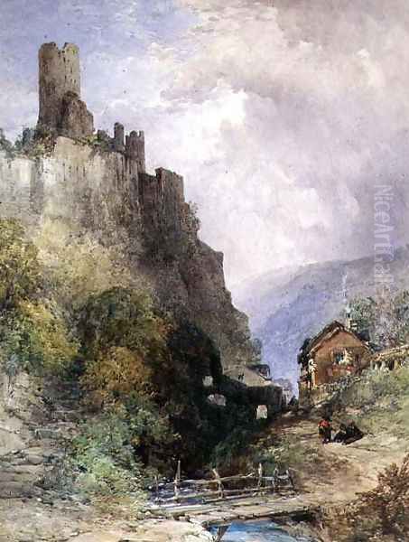 The Castle of Katz on the Rhine Oil Painting by William Callow