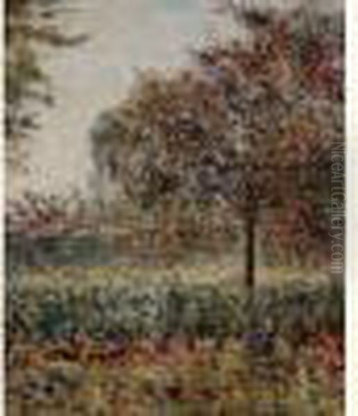 Arbres En Fleurs En Normandie, Circa 1900 Oil Painting by Charles Frechon