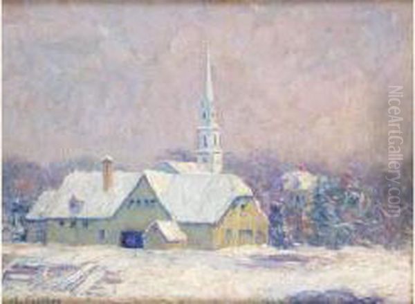 L'eglise Sous La Neige Oil Painting by Charles Frechon