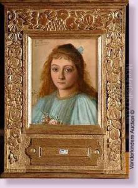 Portrait D'une Fillette Oil Painting by Leon Henri Marie Frederic