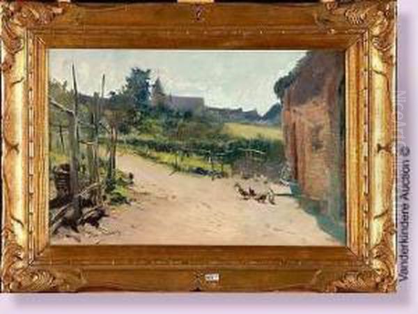 Coin Dun Village Ardennais Oil Painting by Leon Henri Marie Frederic