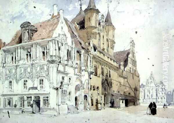 Town Hall, Malines Oil Painting by William Callow