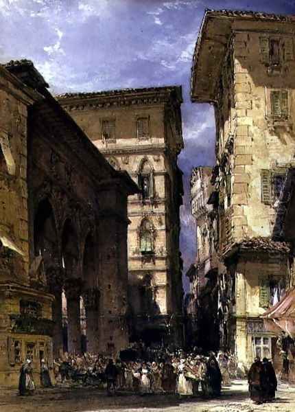 Mercatonuove, Florence 1877 Oil Painting by William Callow