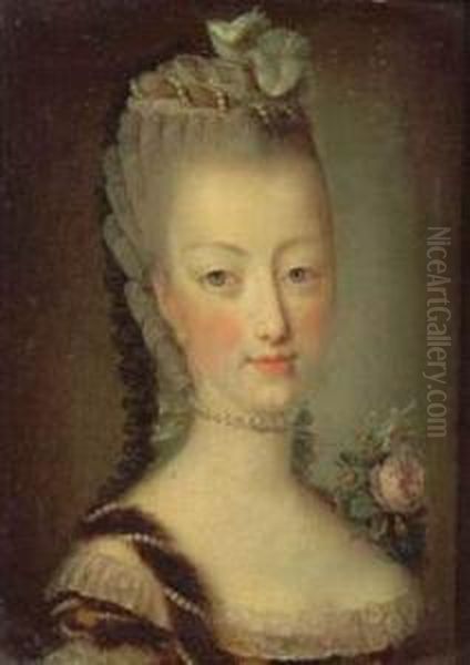 Portrait De Marie-antoinette Dauphine Oil Painting by Jean Martial Fredou