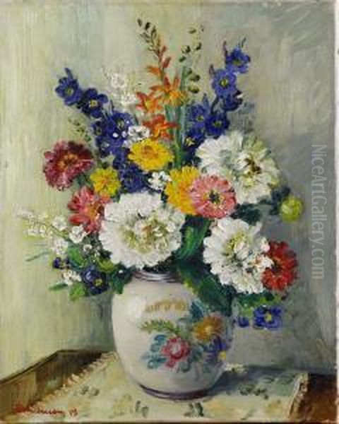 Stilleben Med Blommor Oil Painting by Carl Einar, Figge Fredriksson